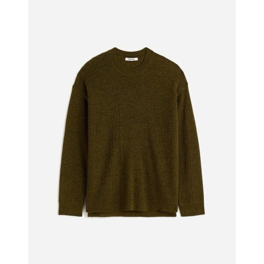 Madewell Ribbed Alpaca Blend Crewneck Sweater Kale Green Size S NWT Oversized